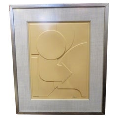 Framed Op Art Geometric Design Molded Plastic by i. Rigacci 1960s