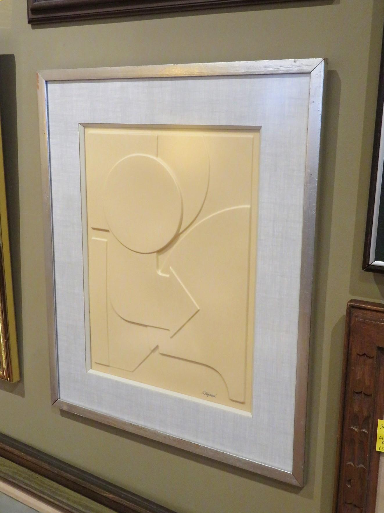 Mid-Century Modern Framed Op Art Geometric Design Molded Plastic by i. Rigacci 1960s