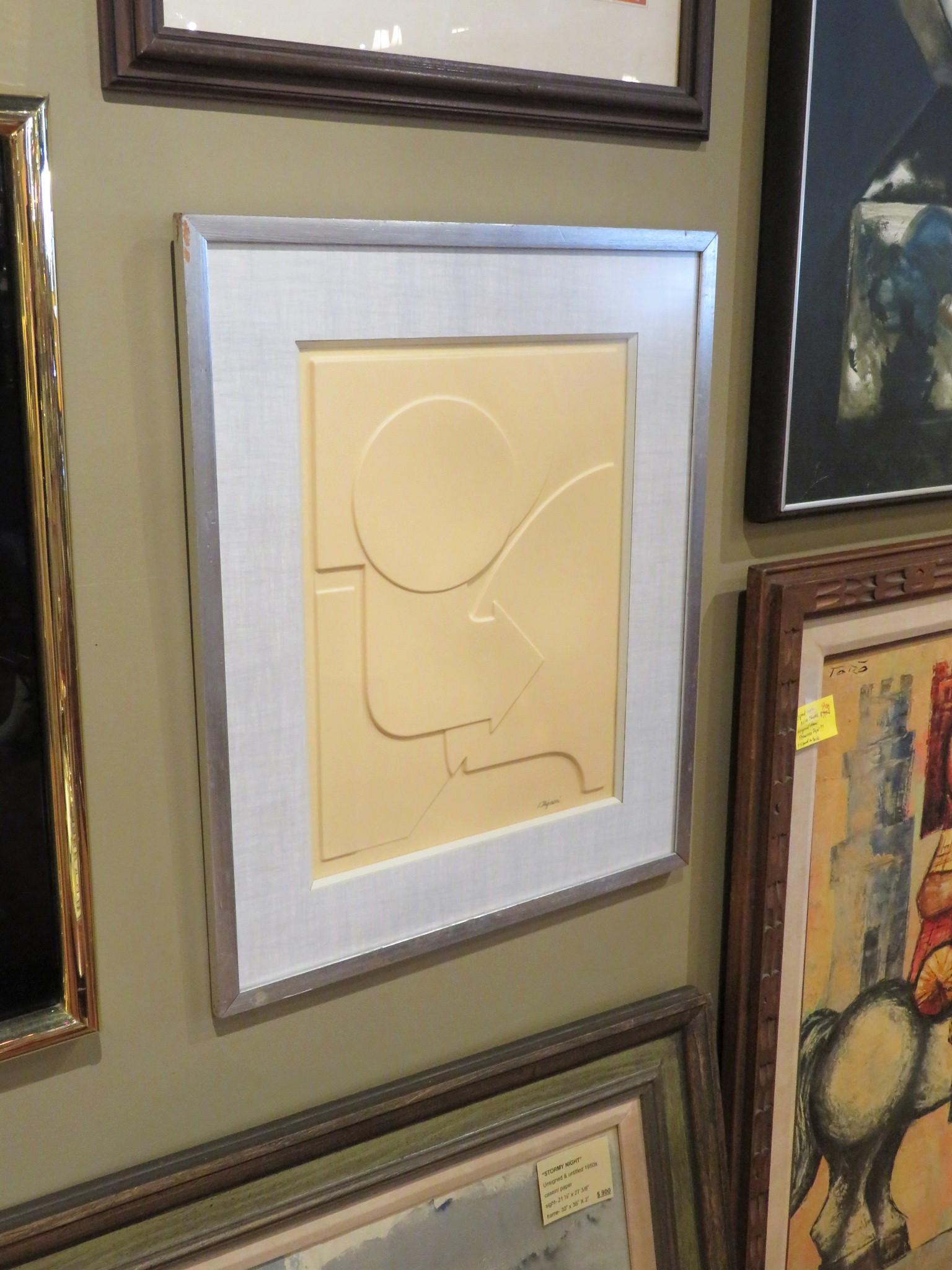 American Framed Op Art Geometric Design Molded Plastic by i. Rigacci 1960s