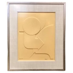 Framed Op Art Geometric Design Molded Plastic by i. Rigacci 1960s