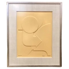Framed Op Art Geometric Design Molded Plastic by i. Rigacci 1960s