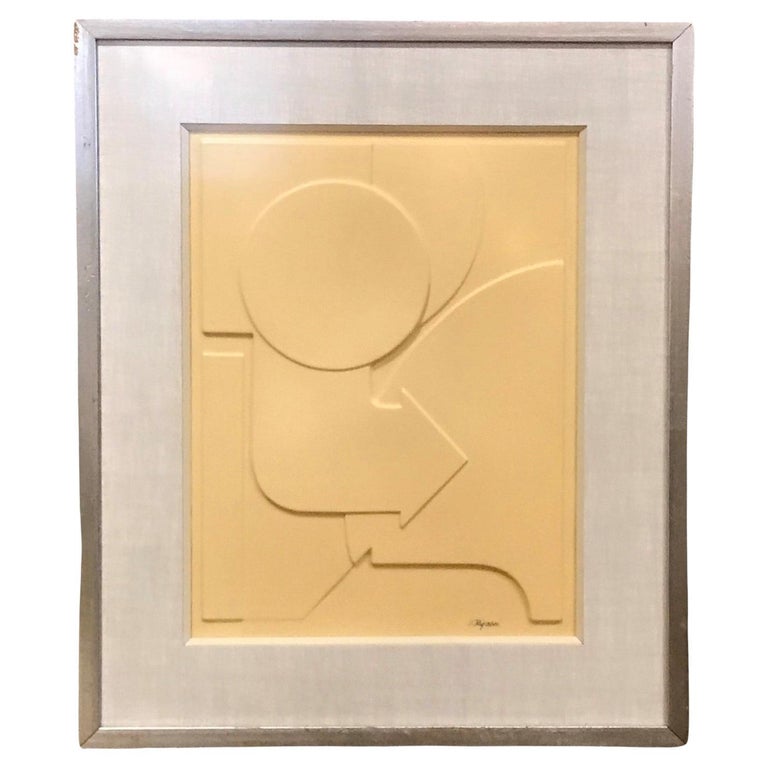 Framed Op Art Geometric Design Molded Plastic by i. Rigacci 1960s For Sale
