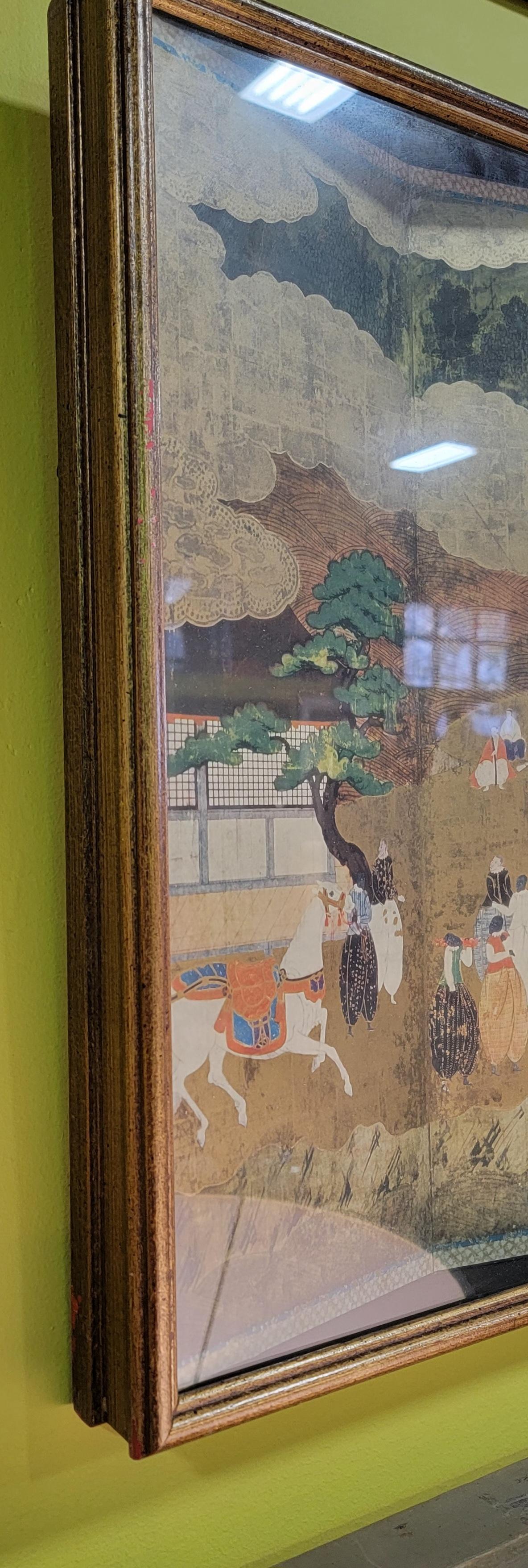 20th Century Framed Oriental Folding Screen 