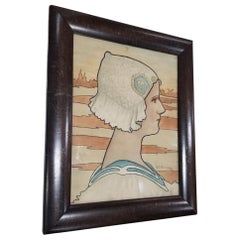 Lithographie originale de 1909 « Reine Wilhelmina » encadrée par P. Shepard
