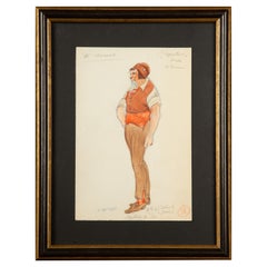 Gerahmtes Original-Opernkostüm-Design, Aquarellfarbe, von Charles Betout