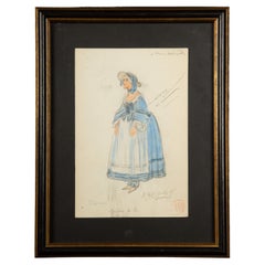 Framed Original Opera Costume Design Water Color, By Charles Betout