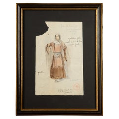 Framed Original Opera Costume Design Water Color, By Charles Betout