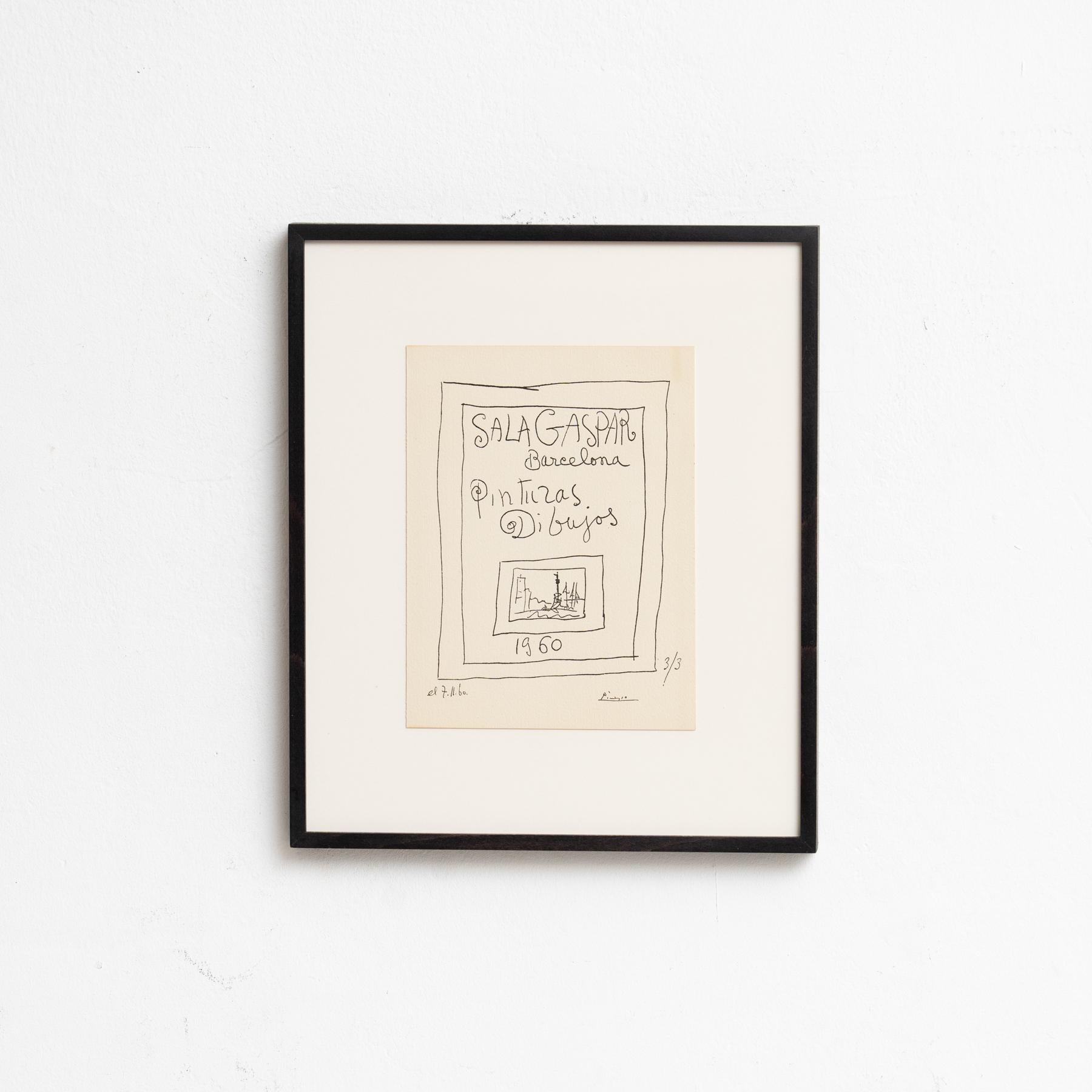 Poster originale in litografia di Pablo Picasso, 1960.

Realizzato da lui stesso come poster della sua mostra presso la Galleria 