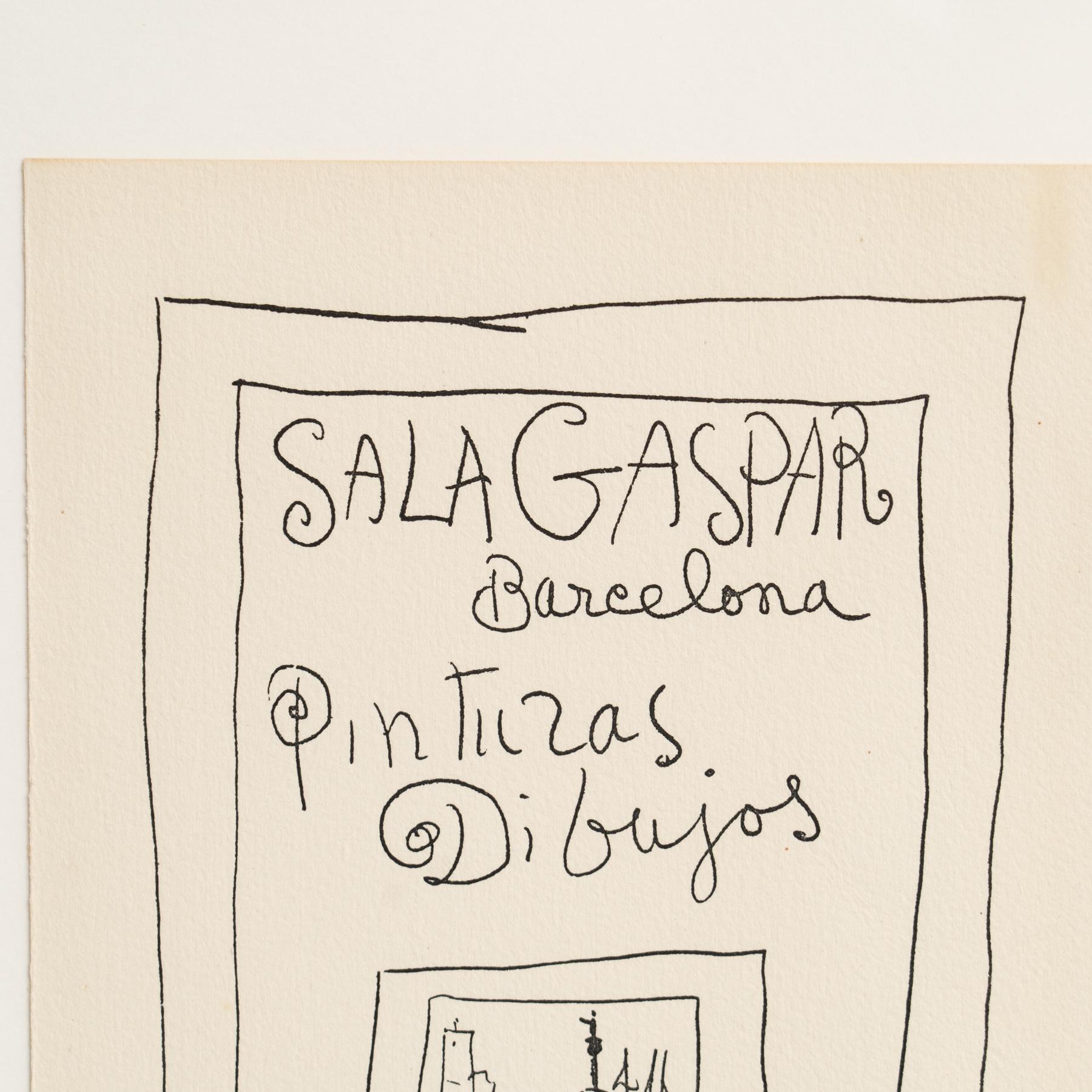 Metà XX secolo Litografia originale di Picasso incorniciata, mostra di pittura, 1960 in vendita