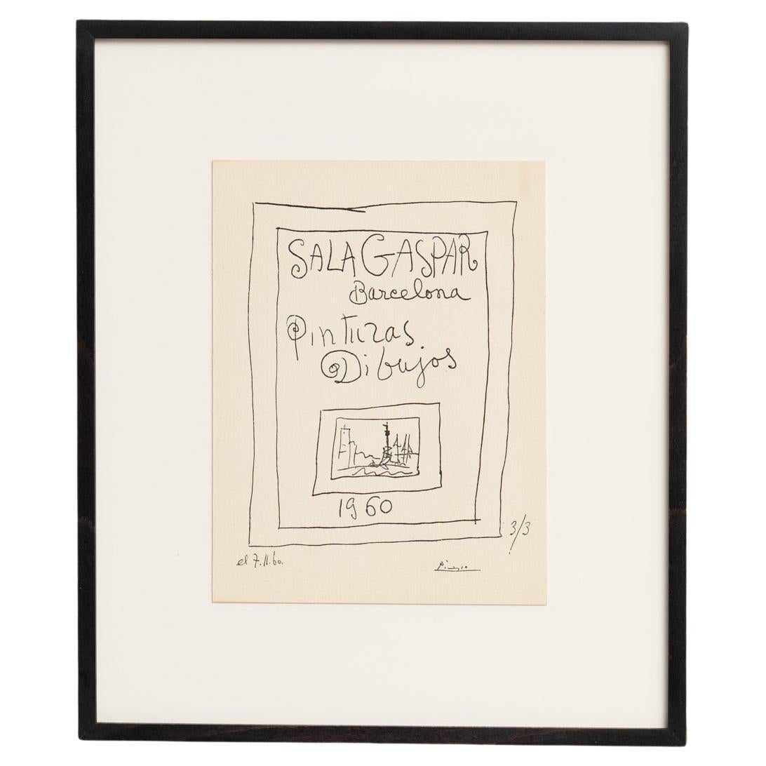 Framed Original Picasso Lithography, Painting Exhibition, 1960