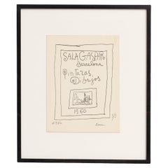 Gerahmte Original Picasso- Lithografie, Gemäldeausstellung, 1960