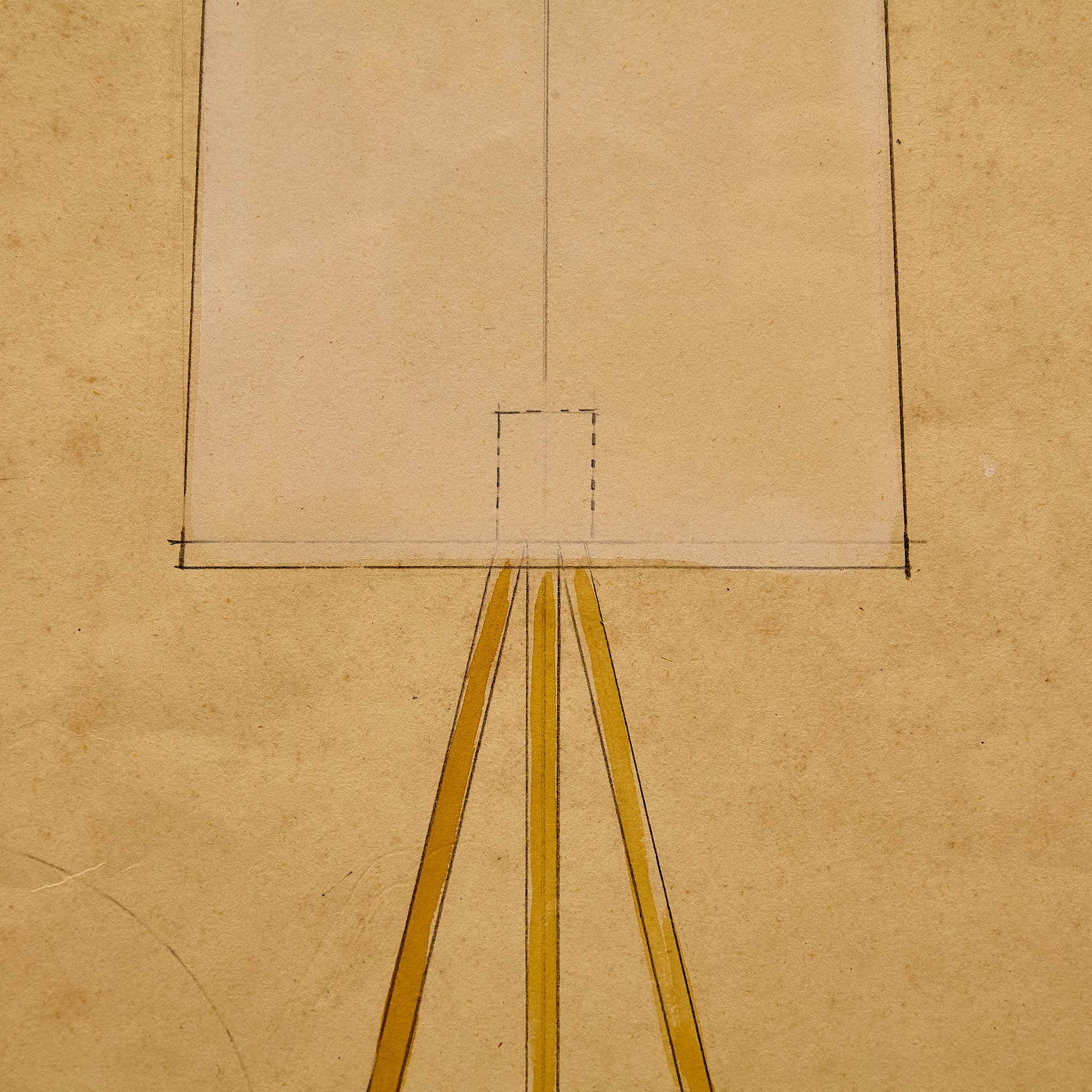 Framed Original Technical Plan of Metalarte Lamp, circa 1953 For Sale 2