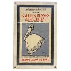 Framed, Original Vintage "Ballets Russes de Diaghilew" Poster by Jean Cocteau