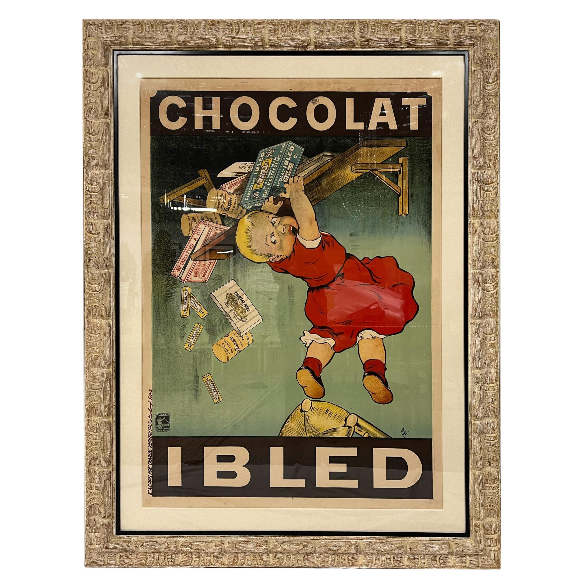Framed, Original Vintage "Chocolat Ibled" Poster by Eugène Ogé