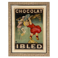 Framed, Original Antique "Chocolat Ibled" Poster by Eugène Ogé