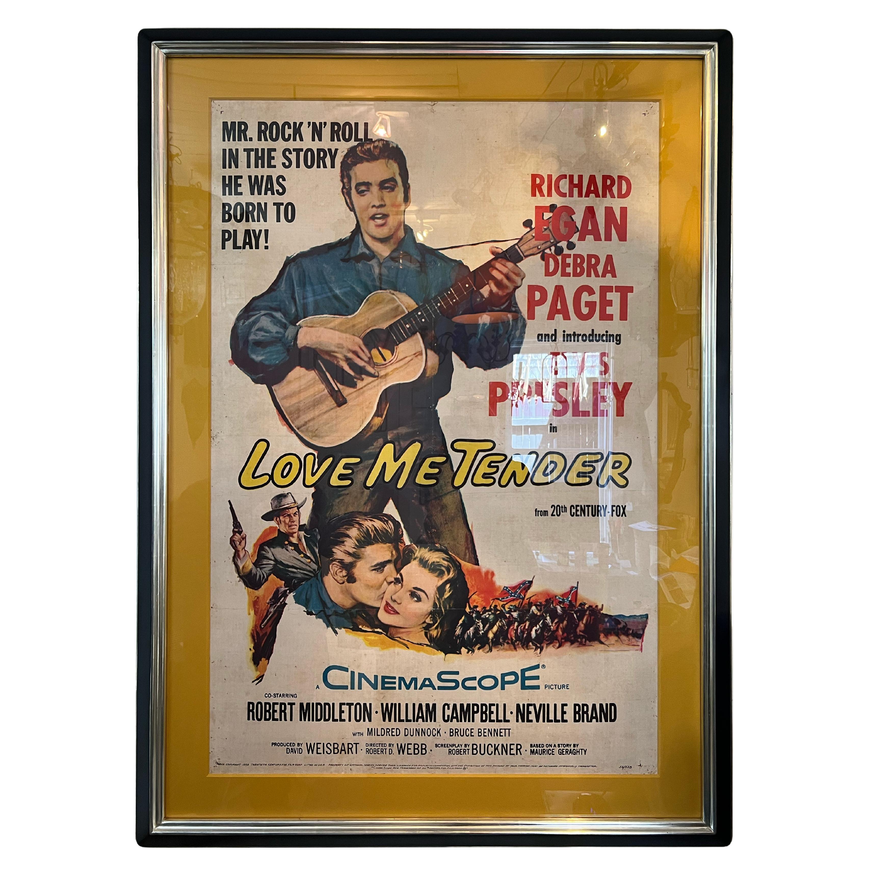 Gerahmtes, Original-Vintage-Poster „Elvis Presley, Love Me Tender“
