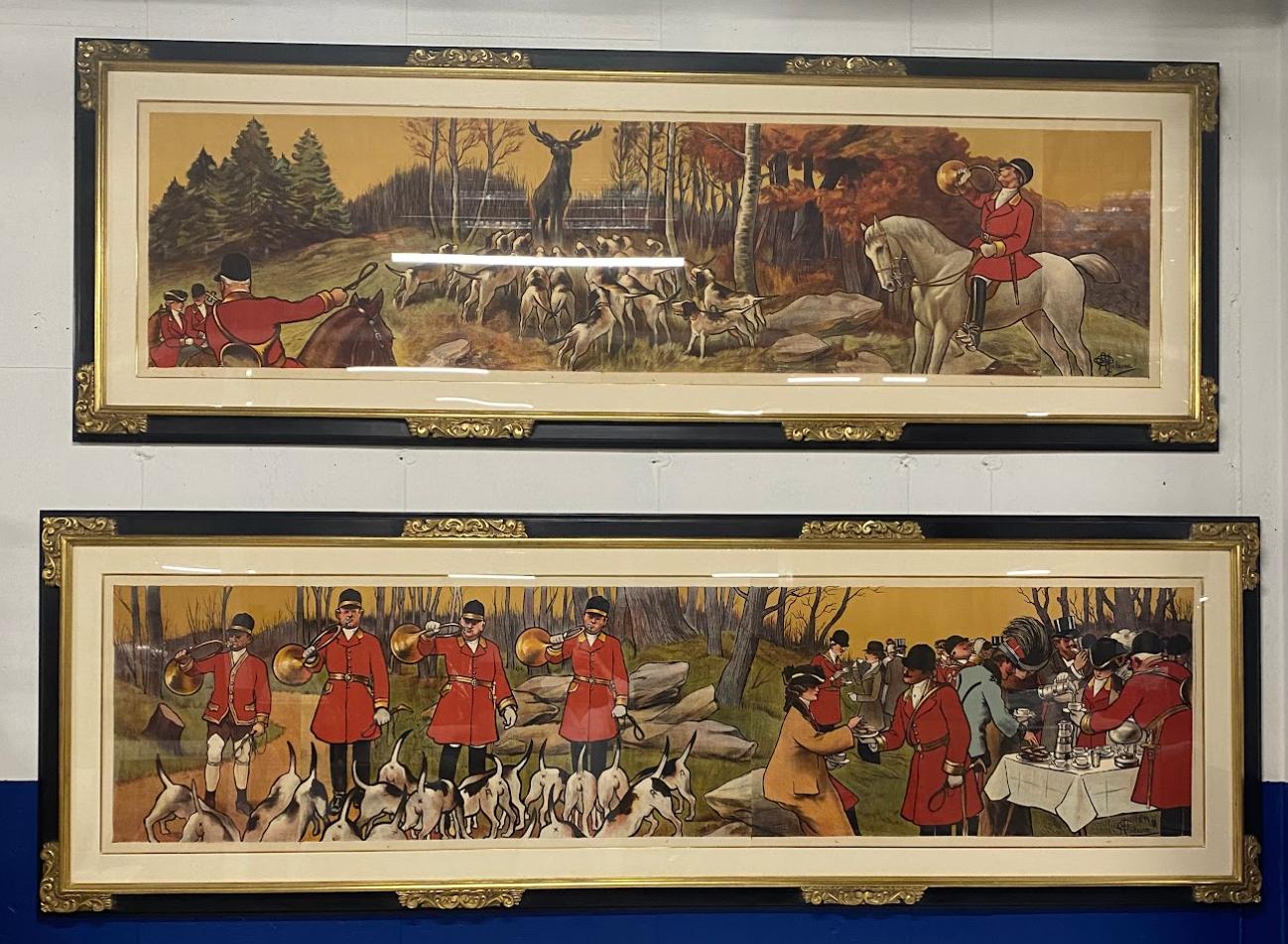 Affiche originale de la chasse au grand cerf encadrée d'Albert Guillaume en vente 1