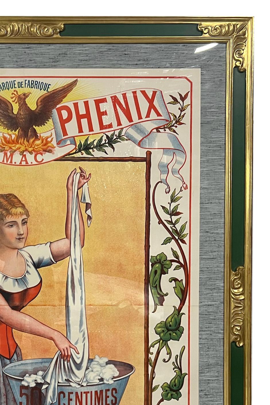 20ième siècle Affiche vintage originale « Lessive Phenix » encadrée en vente