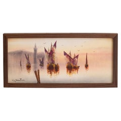 Framed Original Watercolor Nautical Scene