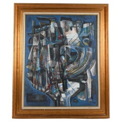 Framed Osvaldo Gutierrez "Untitled Face" Mixed Media on Canvas