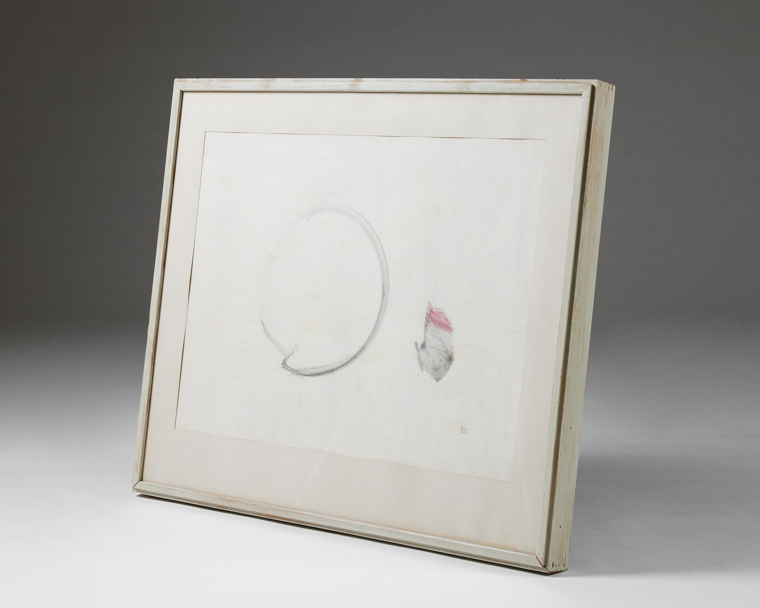 Mid-Century Modern Framed Painting by Rune Hagberg, Sweden, 1960s, Ink on Paper, Abstract For Sale