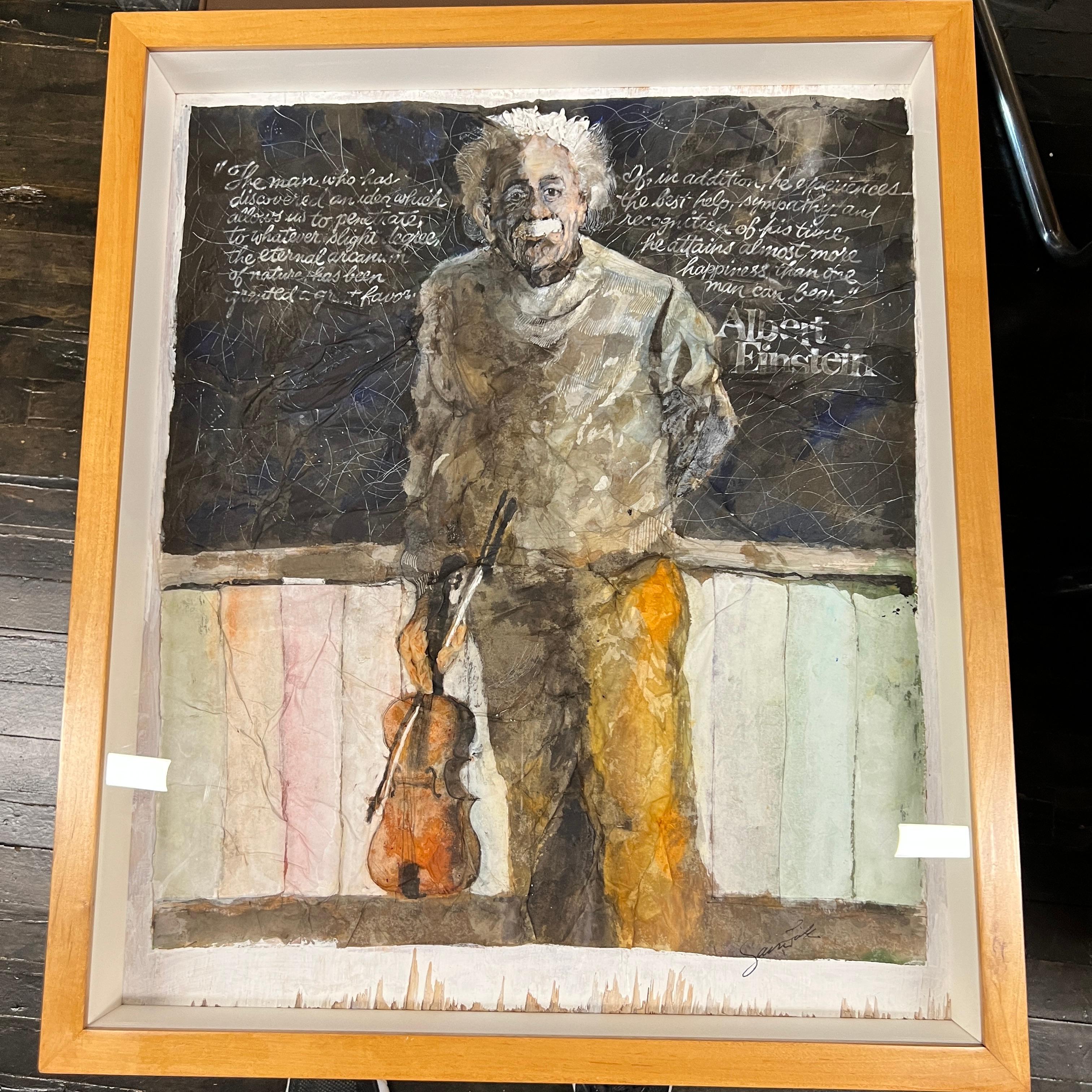 American Framed Painting of Albert Einstein by Sam Fink 