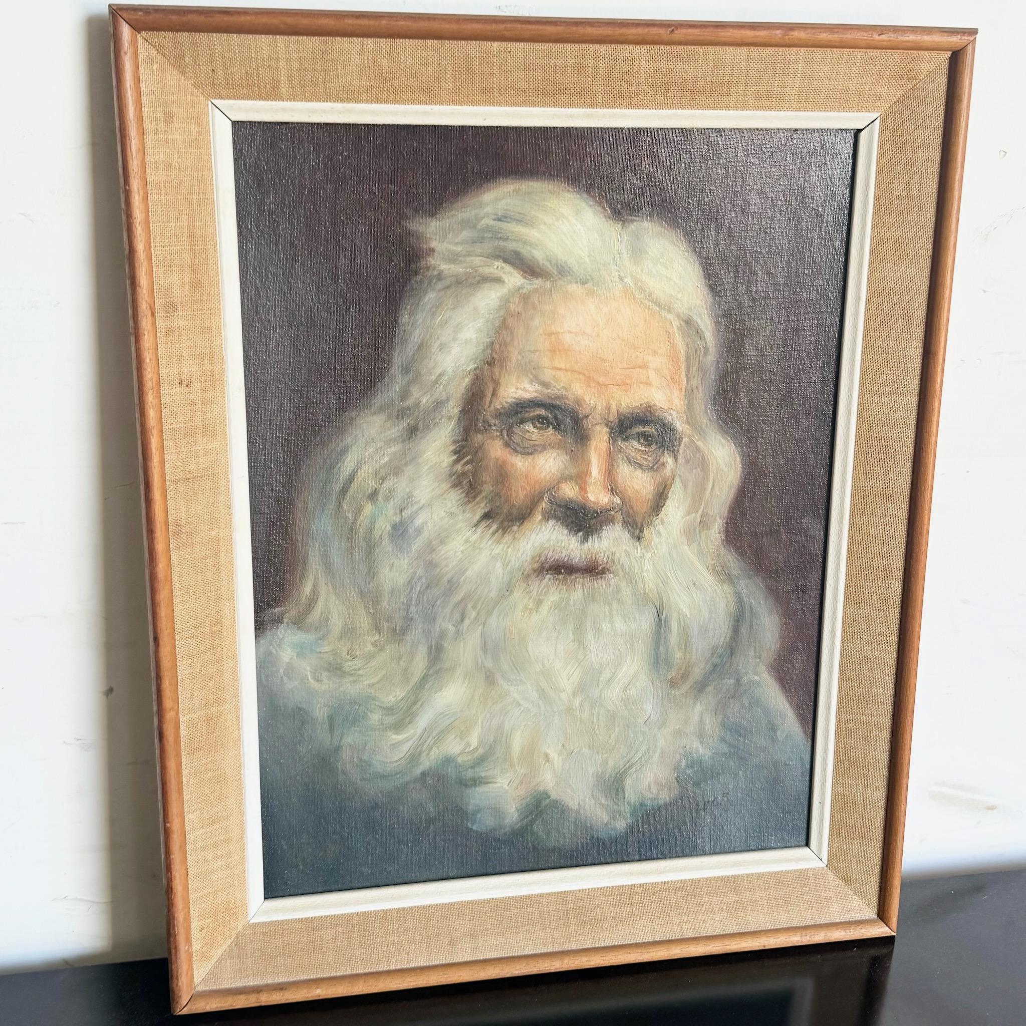 Introduce timeless character to your space with this framed painting of an old man with a white beard. The artwork captures the wisdom and depth of age through detailed brushstrokes and rich colors, making it a striking addition to any room that