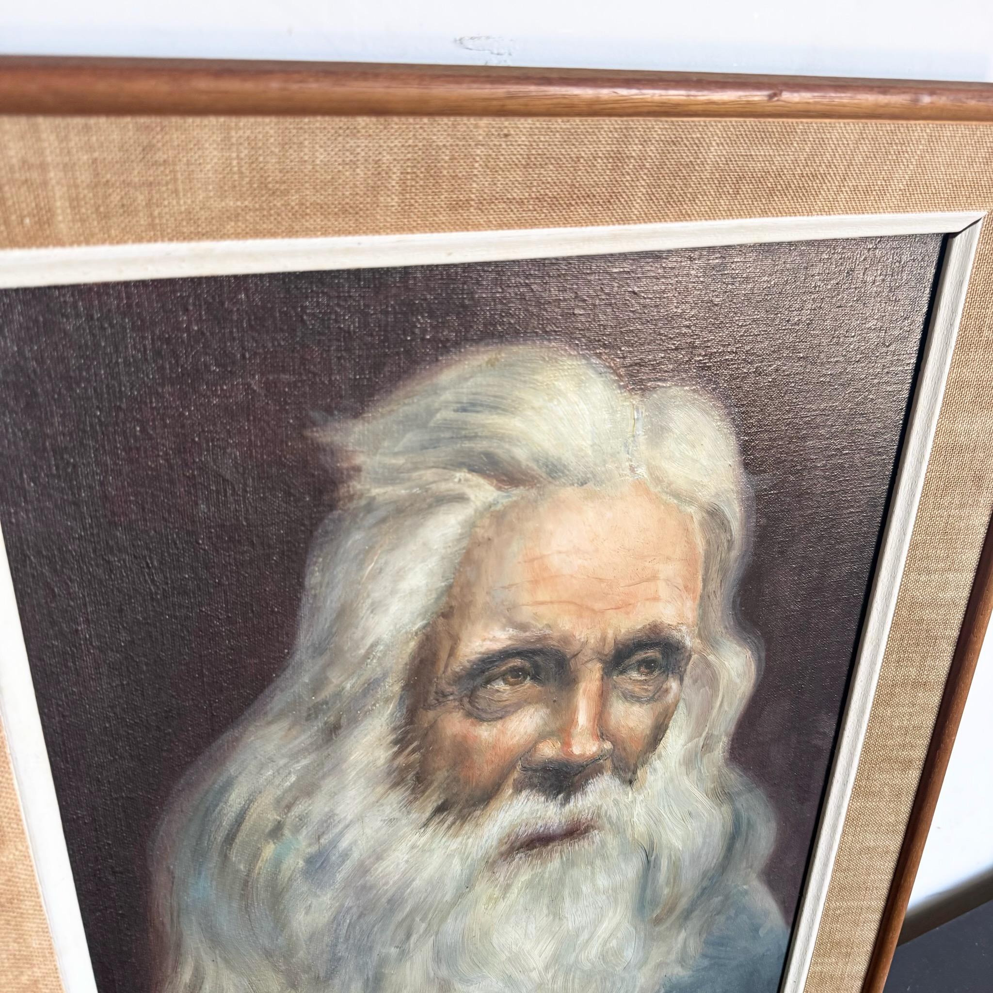 Unknown Framed Painting of Old Man With White Beard For Sale