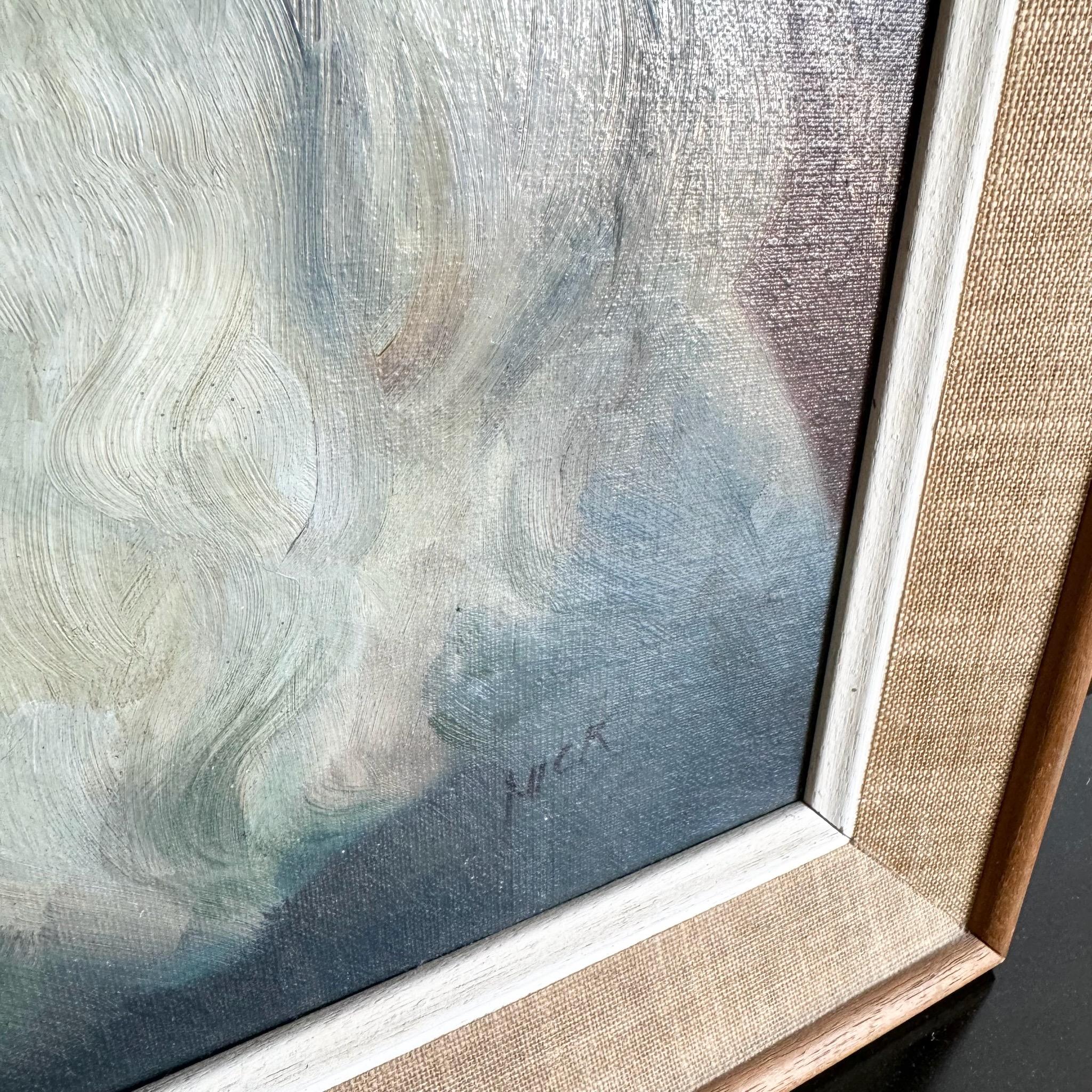Canvas Framed Painting of Old Man With White Beard For Sale