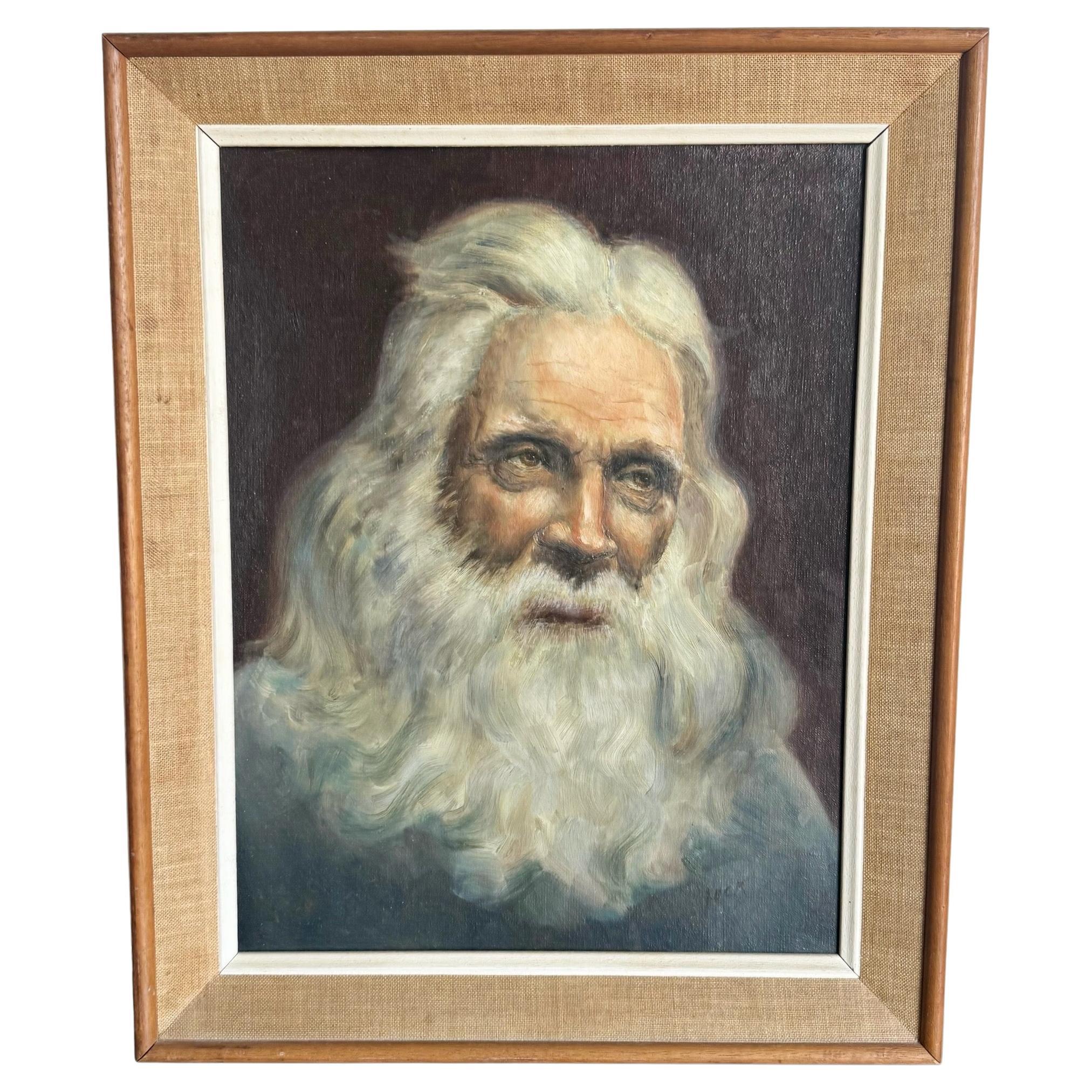 Quadro con cornice raffigurante un vecchio con la barba bianca