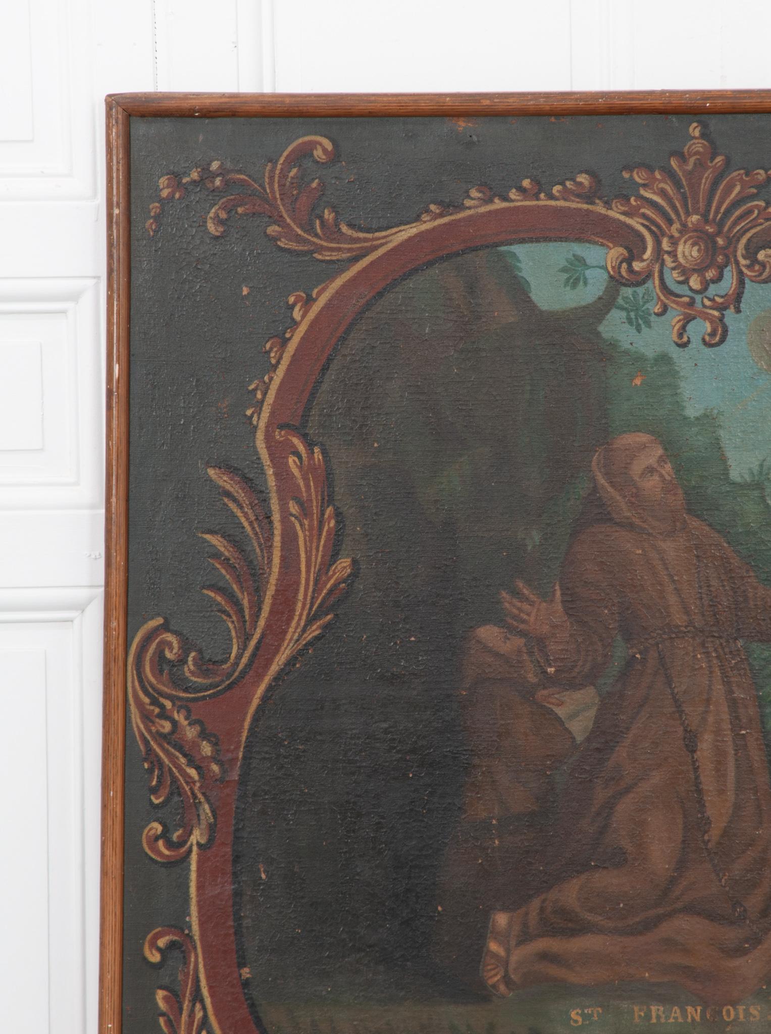 Framed Painting of St. Francis of Assisi In Good Condition For Sale In Baton Rouge, LA