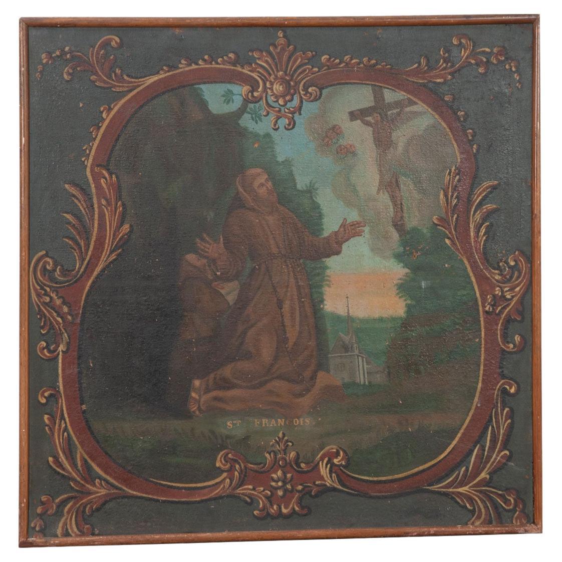 Framed Painting of St. Francis of Assisi For Sale