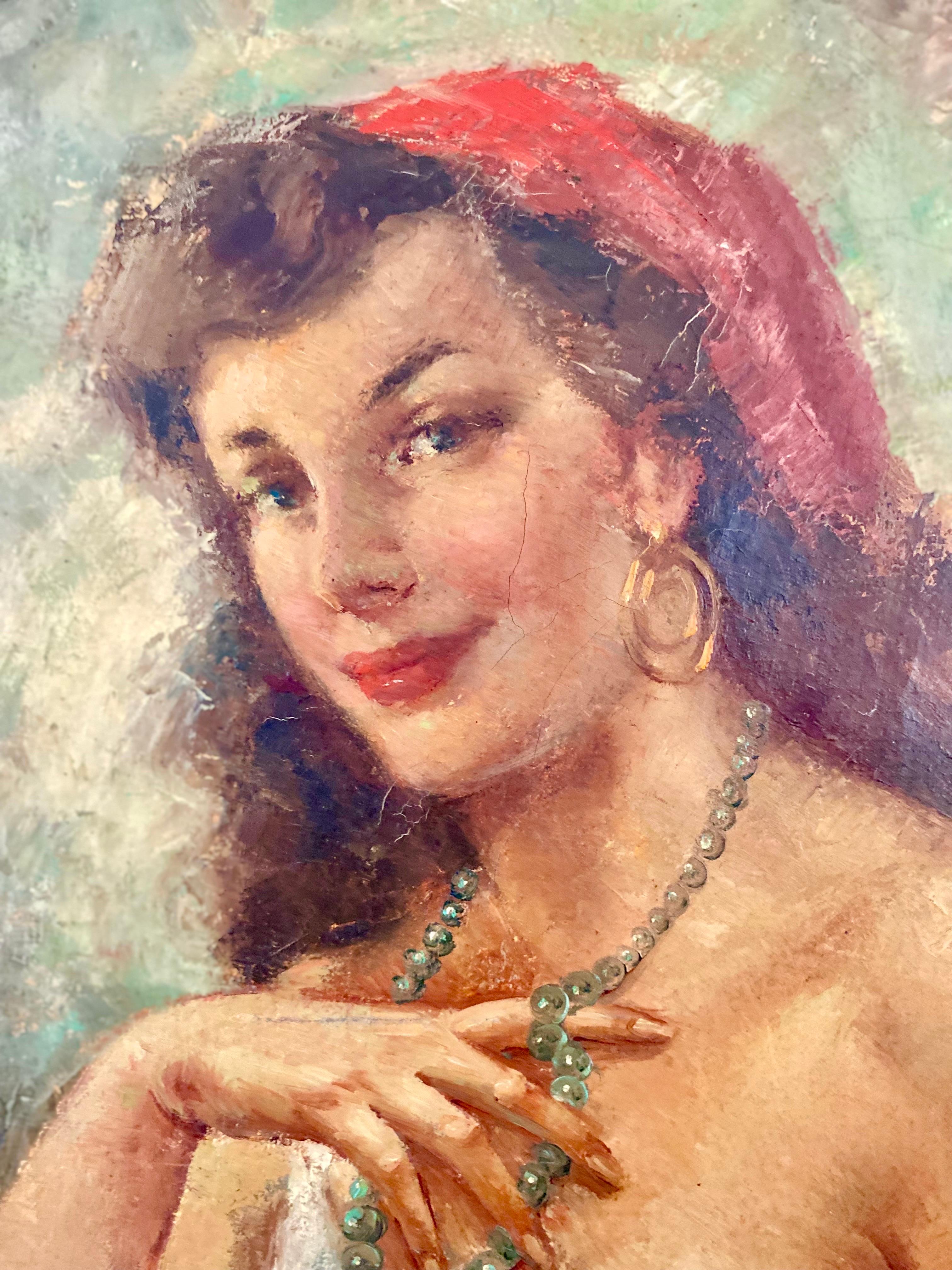 Gerahmtes Gemälde einer Bohème-Zigeunerschmiede, signiert CALLEWAERT 1940 im Angebot 8