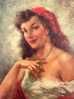 Framed Painting Representing Bohemian Gypsy Cartomancer, Signed Callewaert, 1940