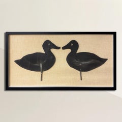 Framed Pair of Early 20th Century French Duck Decoys