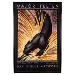 Framed Panther Poster by Major Felten Printed by Davis.Blue Artwork 1981