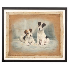 Gerahmte Parson Russell Terrier Pups Öl auf Leinwand von Frederick Thomas Daws