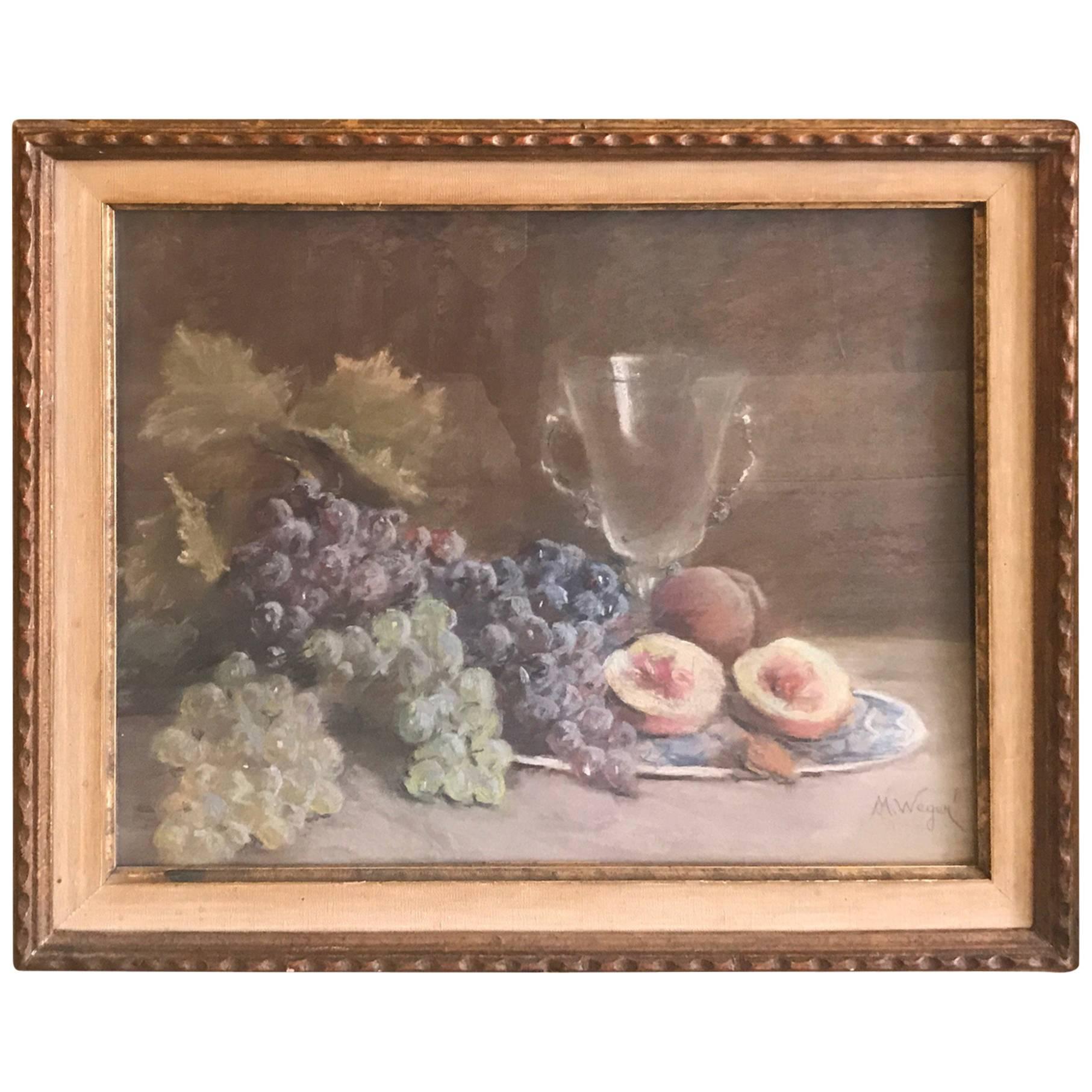 Framed Pastel Still Life Artist Signed Marie Weger