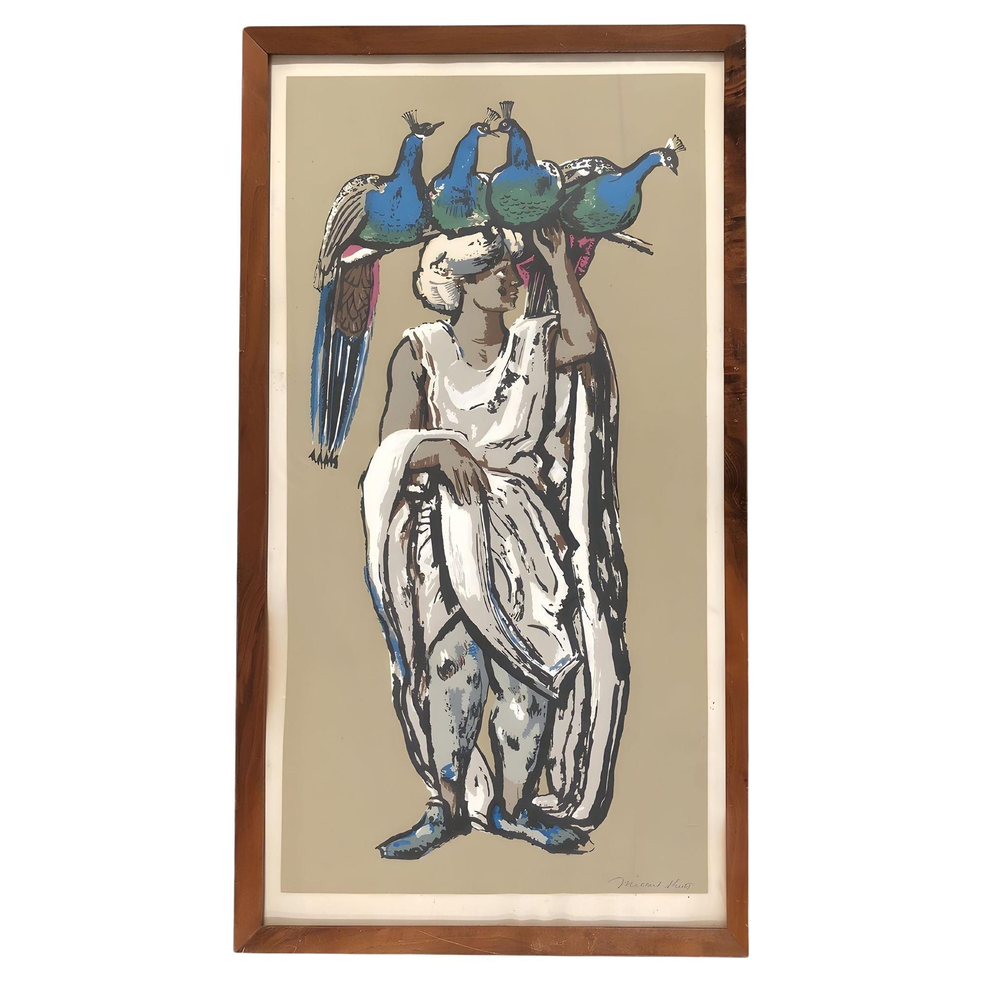 Gerahmte Serigrafie „Peacock Vendor“ von Millard Owen Sheets (1907- 1989)