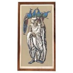 Framed "Peacock Vendor" Serigraph by Millard Owen Sheets (1907- 1989)