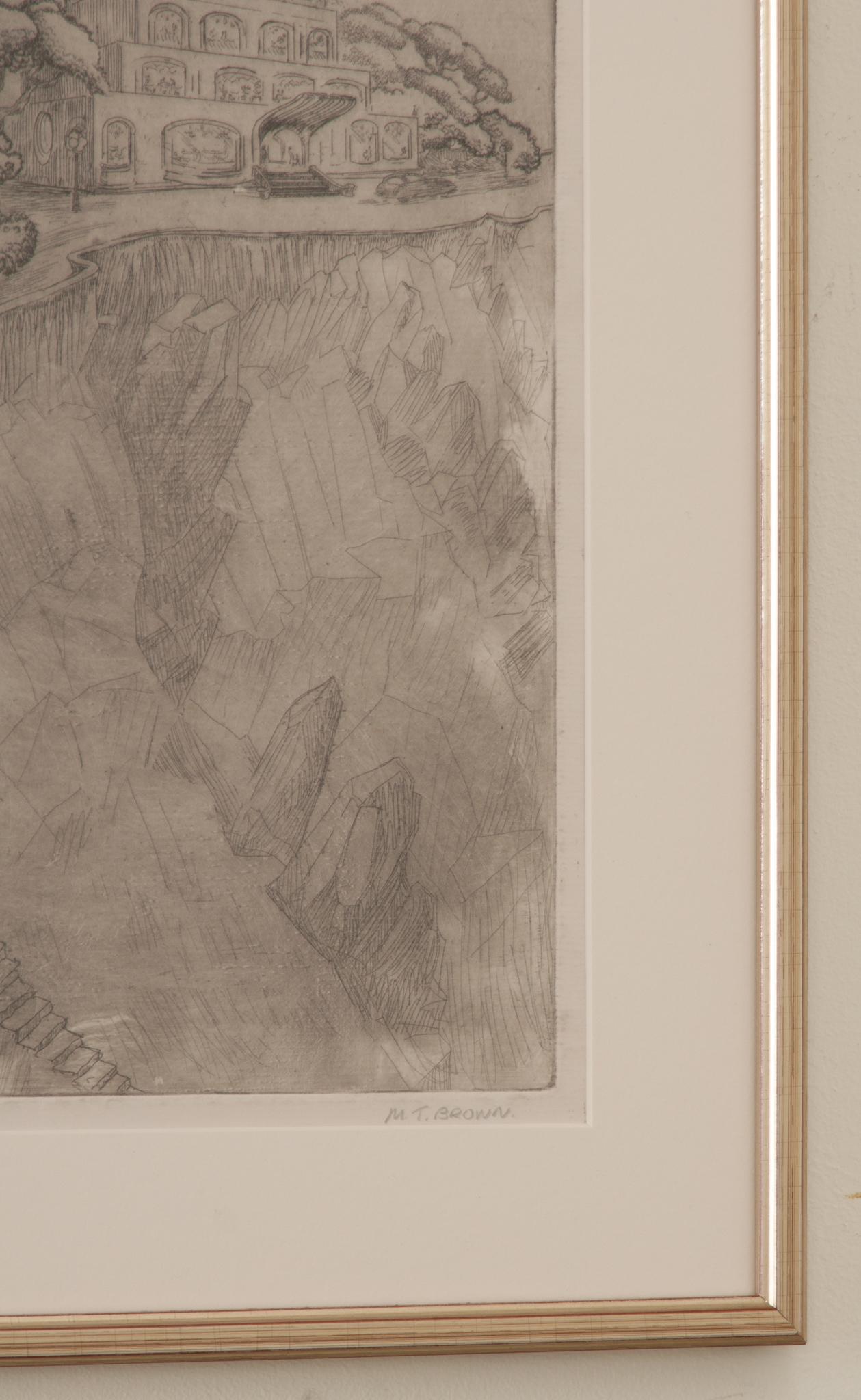Altro Disegno a penna e matita incorniciato di I. M. T. I. Marrone in vendita