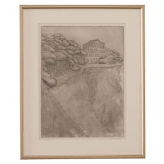 Vintage Framed Pen & Pencil Drawing by M.T. Brown