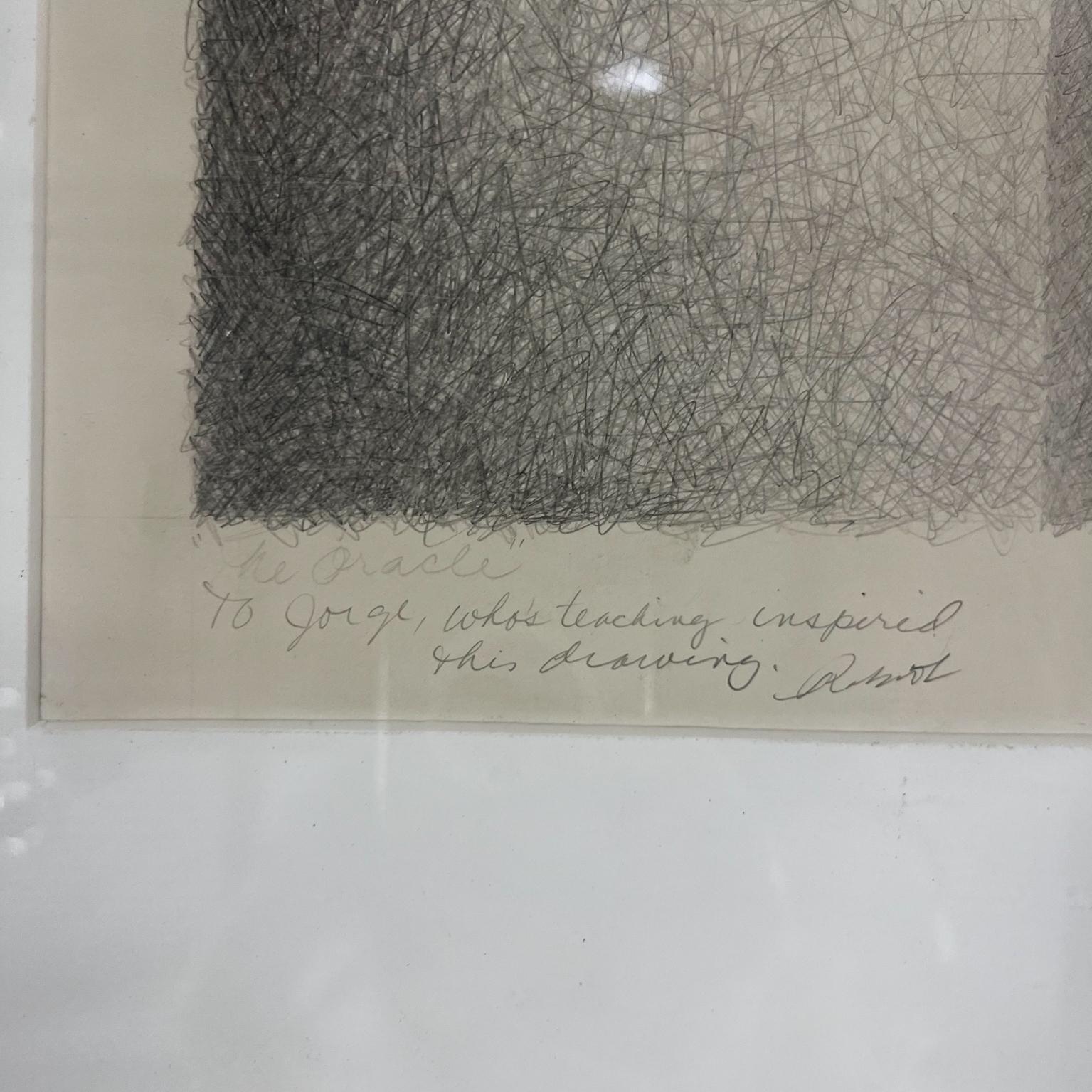 Framed Pencil Pattern on Paper Art Personal Inscription Signed 2