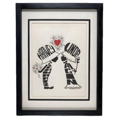 Framed "Personettes" Silhouette Art Lithograph by Julie Dennis, Framed