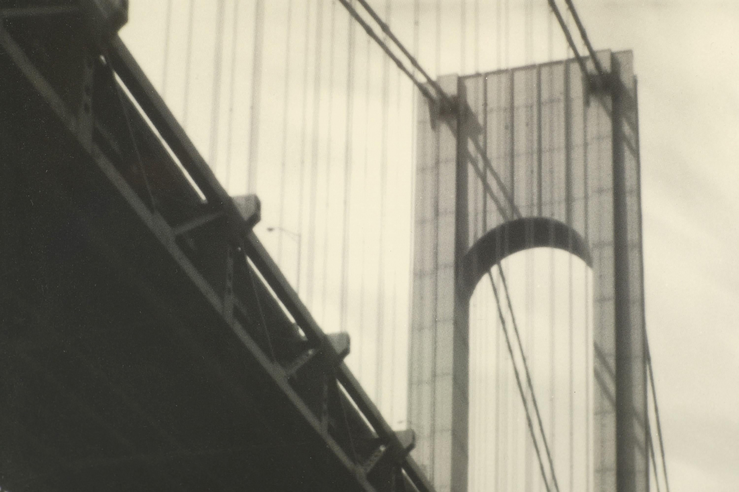 20th century Early image of The Verrazano Bridge matted and mounted in a wood frame. Originally hung on the corridor walls of The Hotel Pennsylvania across from Madison Square Garden. Minor chips. Please see the images. Please note, this item is