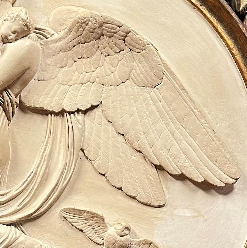 French Framed Plaster Relief Roundel of Night After Bertel Thorvaldsen '1777-1840'