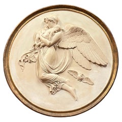 Framed Plaster Relief Roundel of Night After Bertel Thorvaldsen '1777-1840'