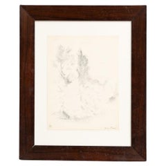 Dessin pointilliste encadré, signé par Dora Maar, milieu du siècle dernier