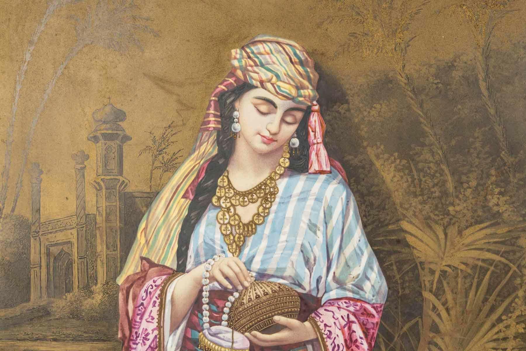 Gerahmte Porzellantafel, orientalisches Werk, Periode Napoleon III, 19. Jahrhundert.

Plakette aus bemaltem Porzellan, 19. Jahrhundert, Periode Napoleon III, orientalisches Werk.
Rahmen: H: 67cm, B: 41,5cm, T: 2cm
Porzellan-Tafel: H: 58cm, B: 32,5cm