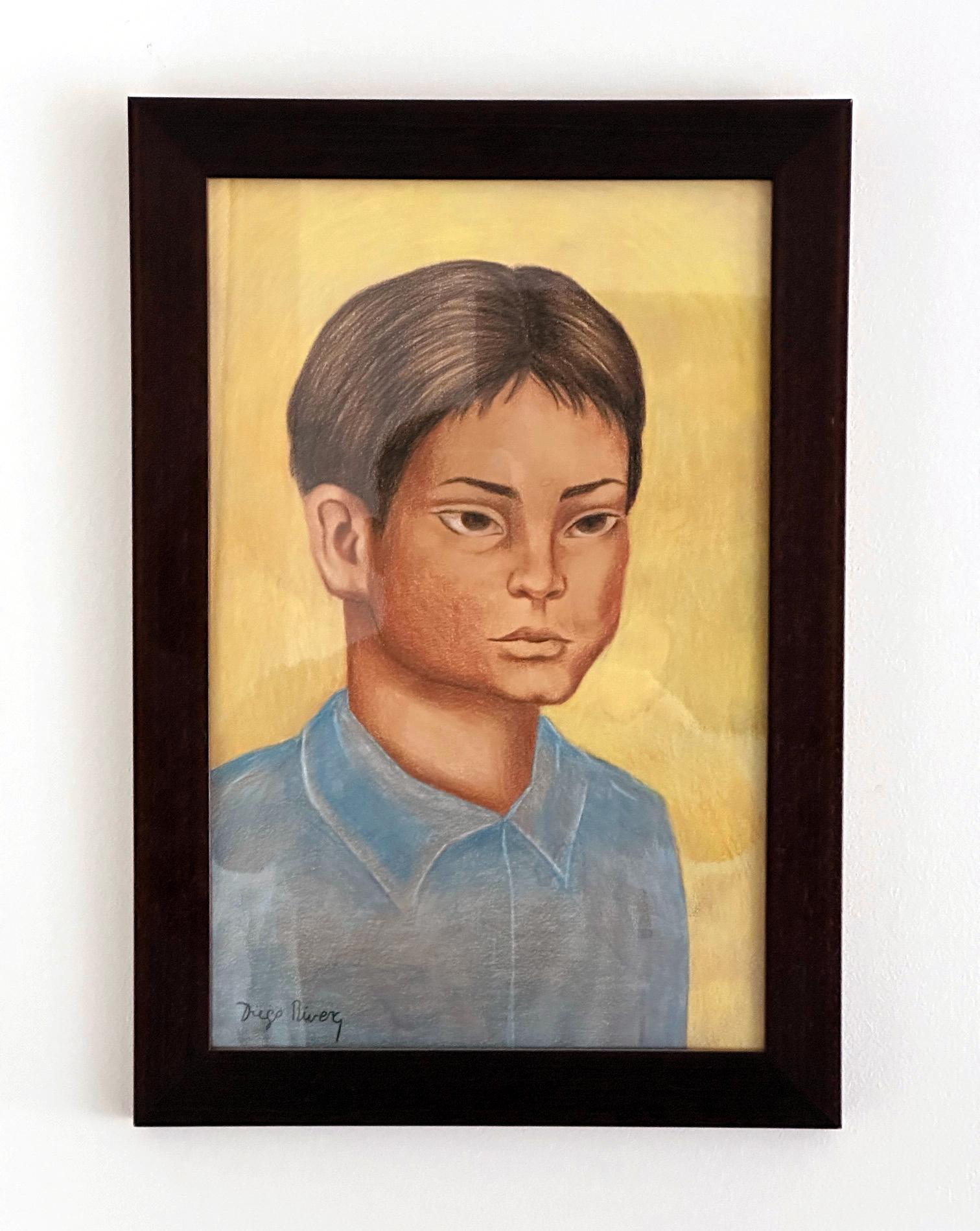 Ritratto di Nino di Diego Rivera incorniciato e con opere cartacee in vendita 6